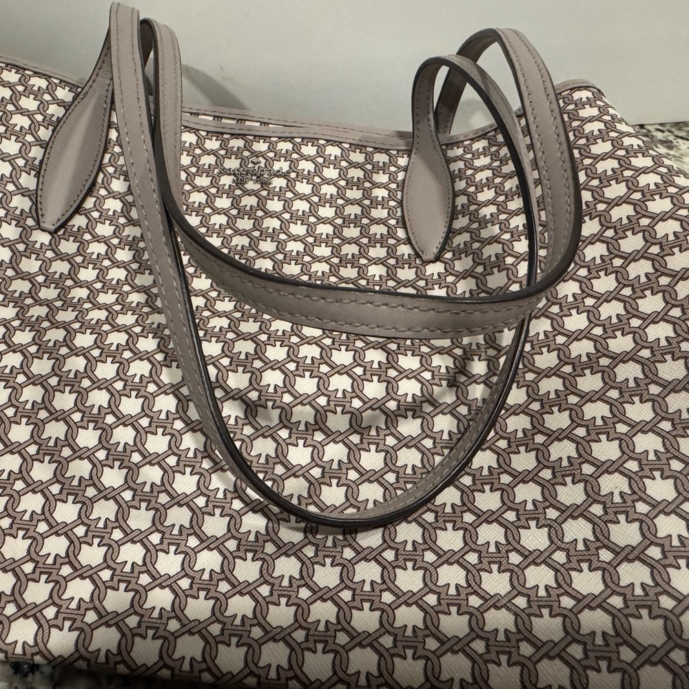 kate spade Taupe and Cream Logo Tote - Picture 6 of 7